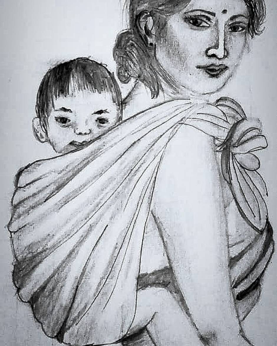 Mother's love Drawing by Artist Laiba | Saatchi Art