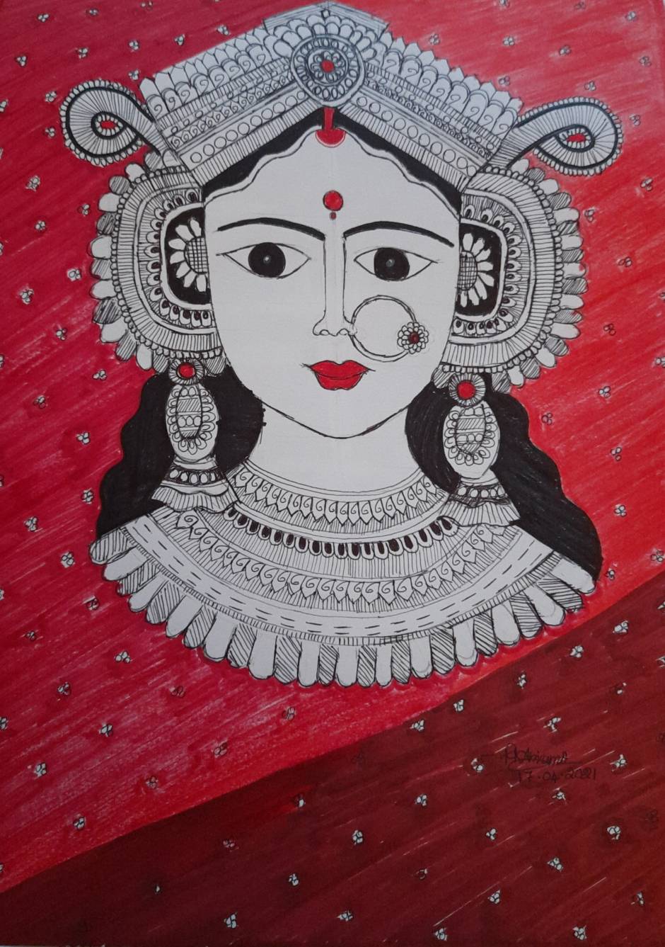 Durga Madhubani paintings and art