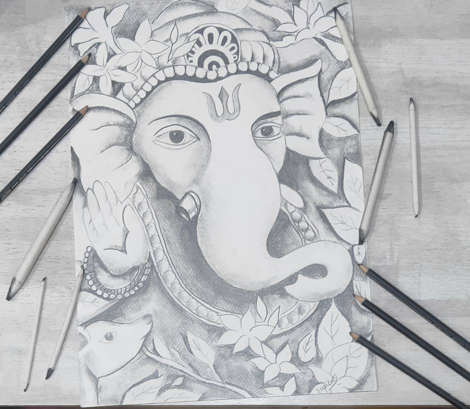 Ganesh ji /sketchartby_tushar | Ganesha drawing, Drawings, Crown jewelry