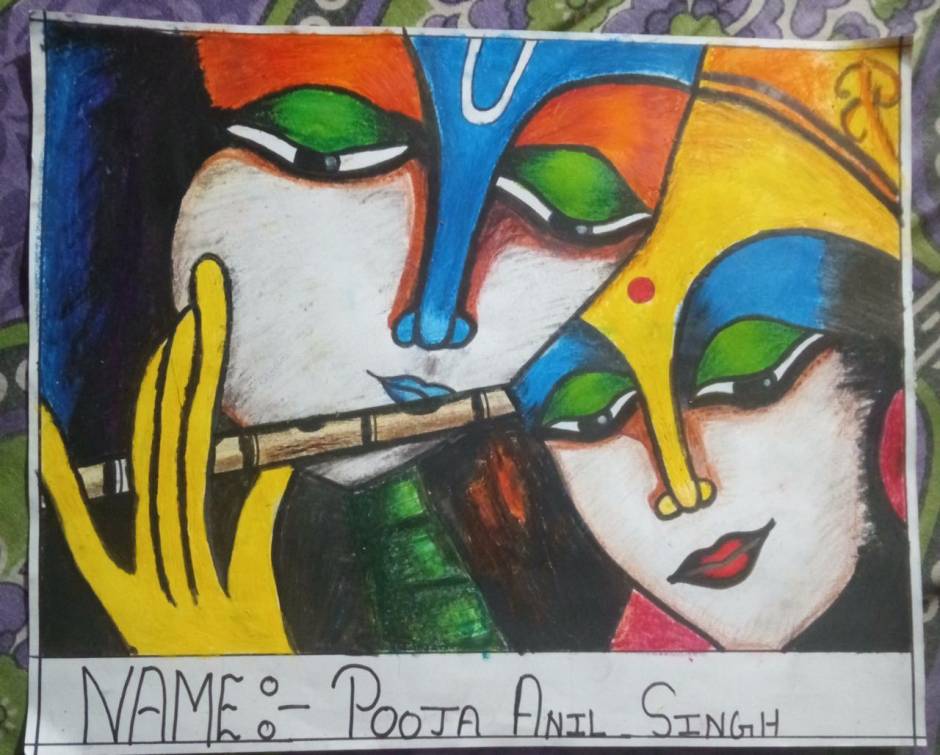 Radha Krishna drawing with Oil pastel , Oil pastel drawing - YouTube