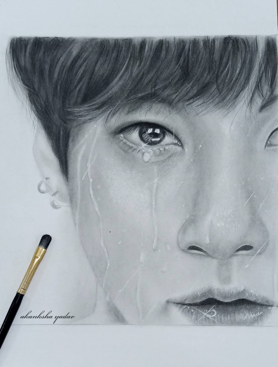 BTS Jungkook Drawing 1 an art canvas by Danielle  INPRNT