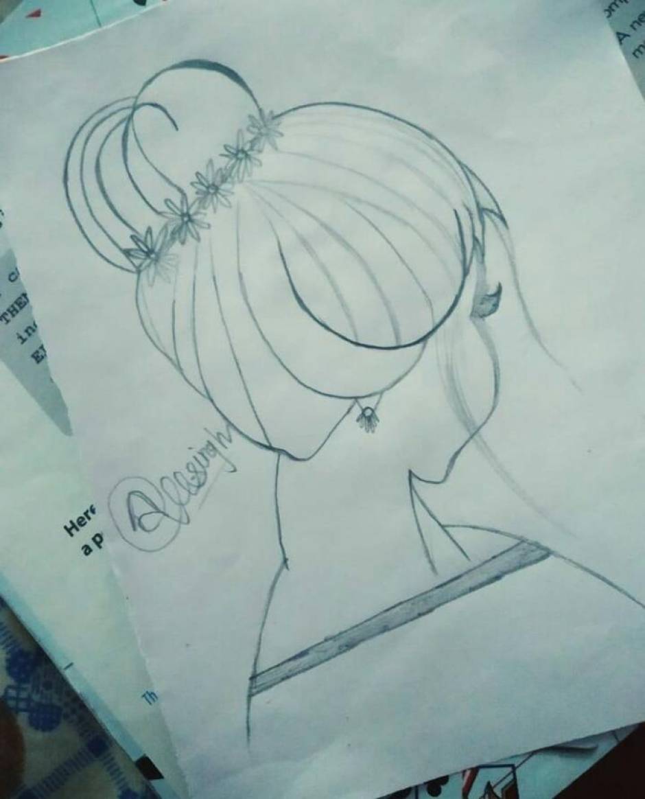 Pencil Color Sketch of Girl Back  DesiPainterscom