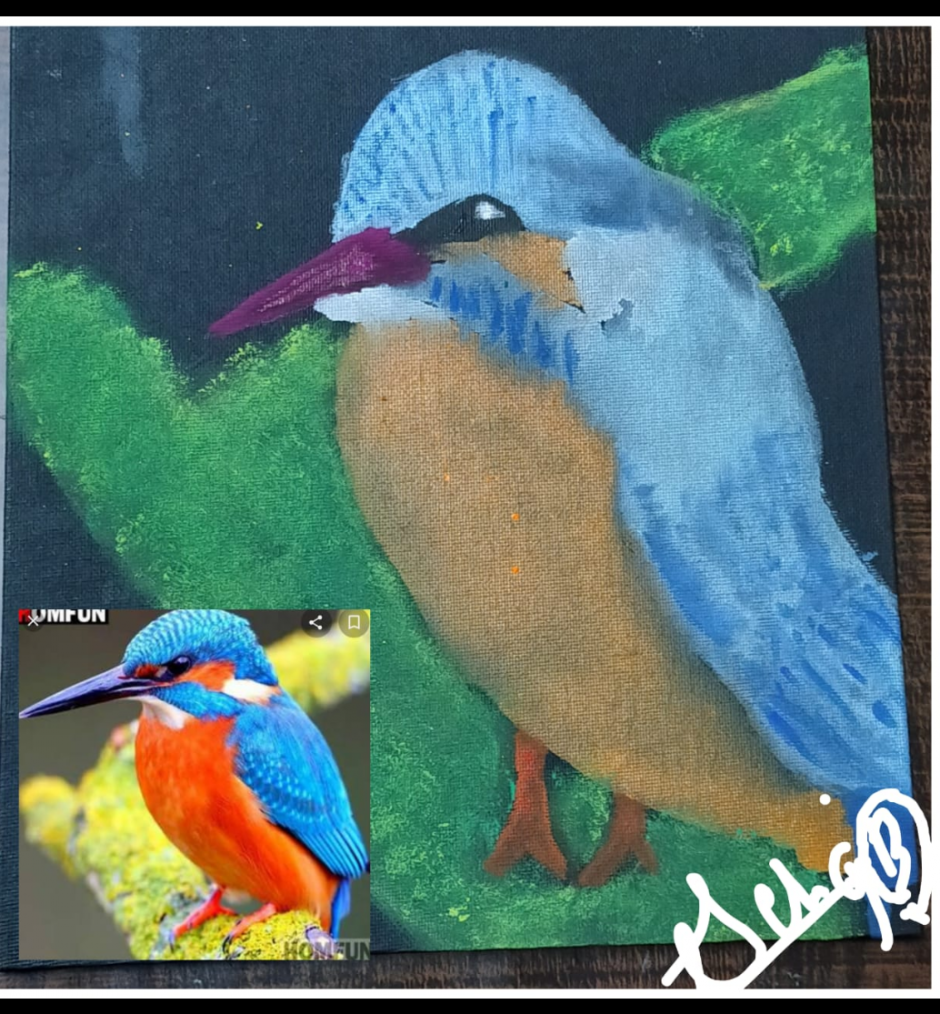 Bird black canvas painting.