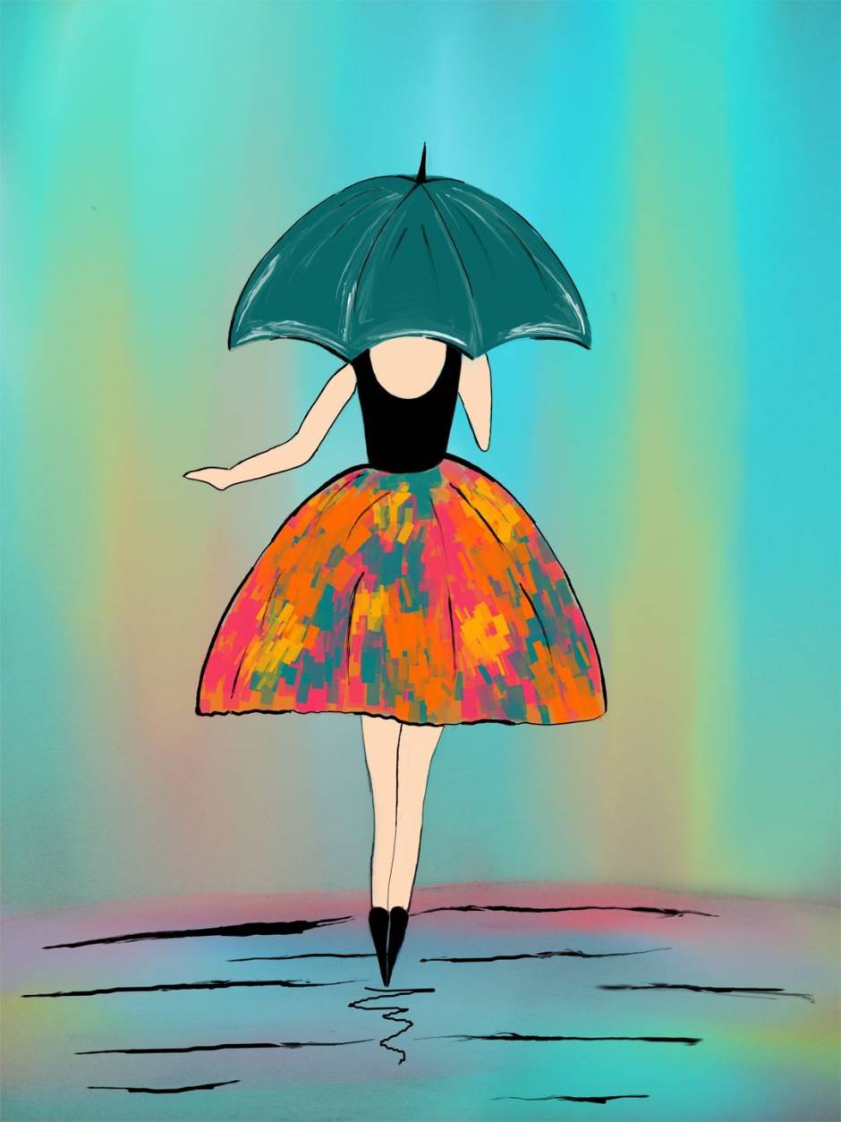How to draw a beautiful girl standing with a umbrella — Hive