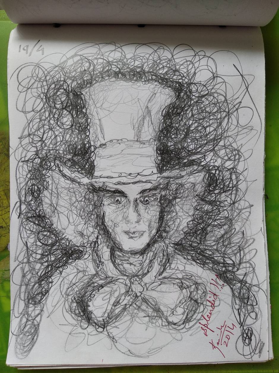 Mad Hatter scribble art