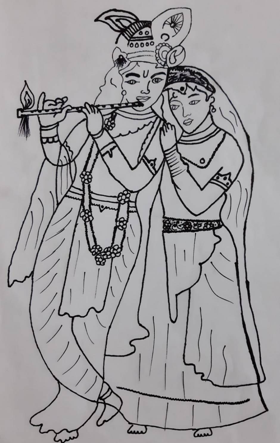 Buy Original Drawing Radha Krishna on Thick Art Card Ready Framed Online in  India - Etsy