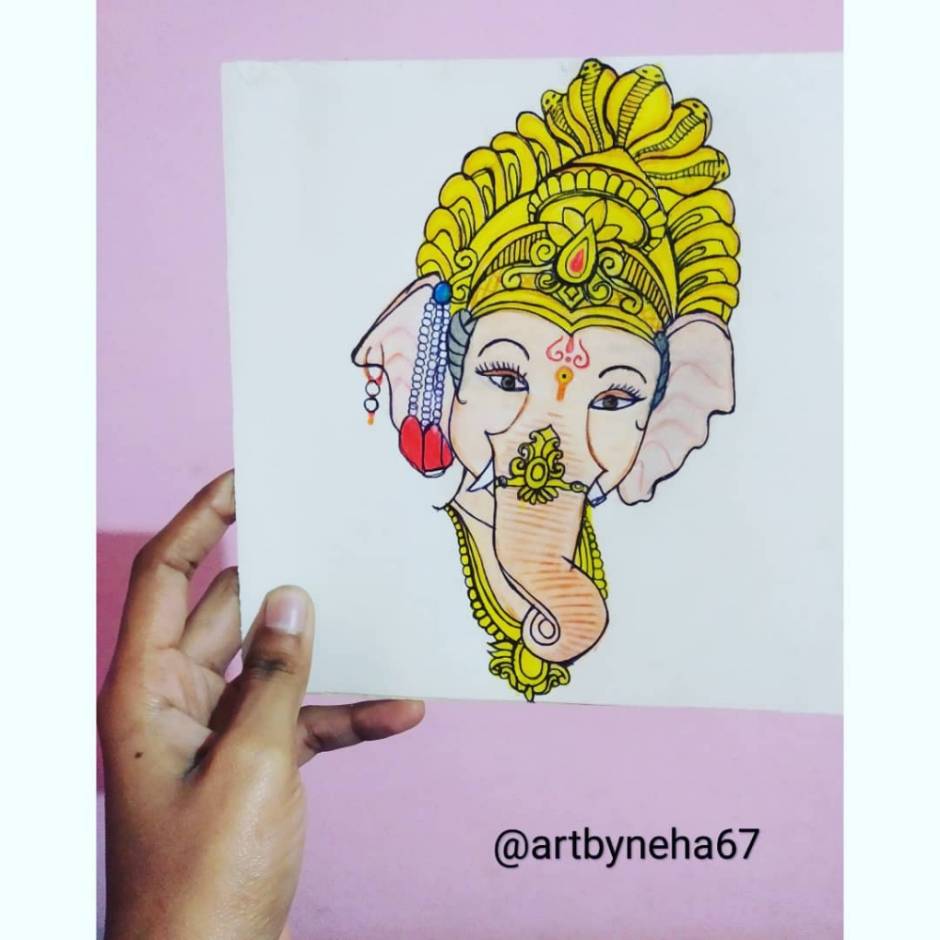 Artwork | Homemade Lord Ganesha. Madhubhani Painting. Water, | Freeup