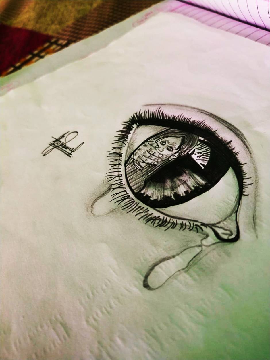 Eyes pencil shading drawing