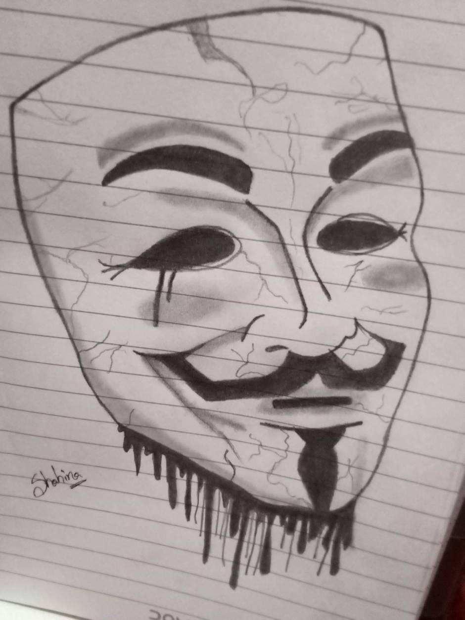 How to Draw Anonymous Mask  Easy Mask Drawing  How to Draw Mask   YouTube