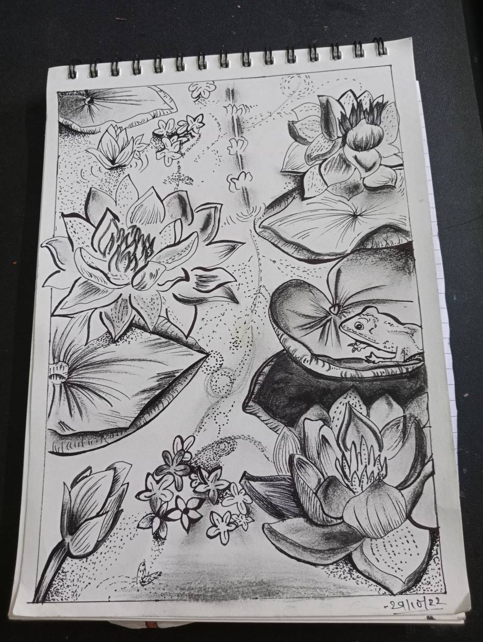 Black and white nature inspired drawing