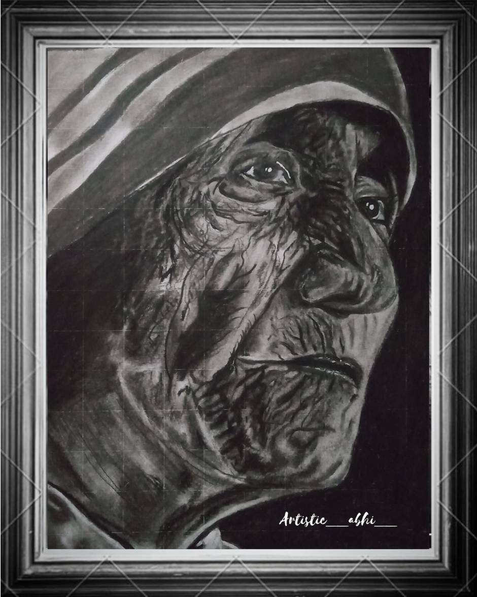 PENCIL DRAWING: Mother Teresa : Pencil Drawing, Portrait