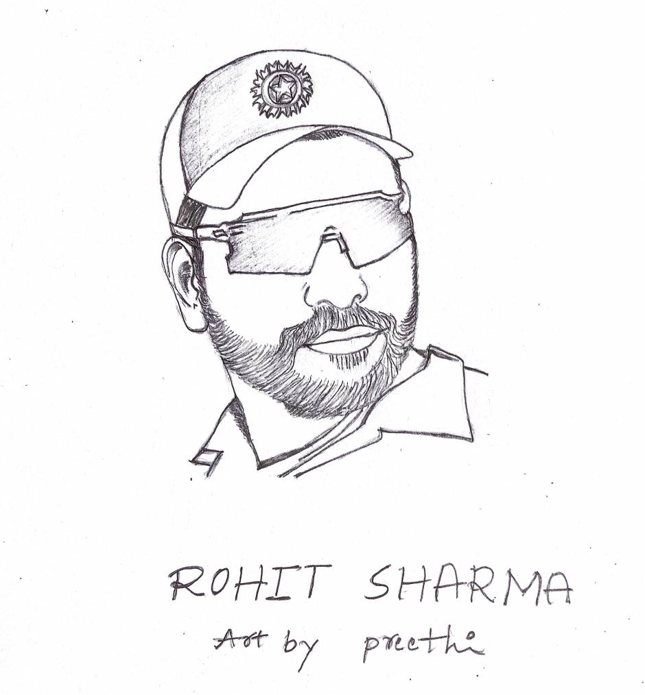 ROHIT SHARMA Potrait Outline Drawing Using GRID METHOD || GRID Potrait  Drawing - YouTube