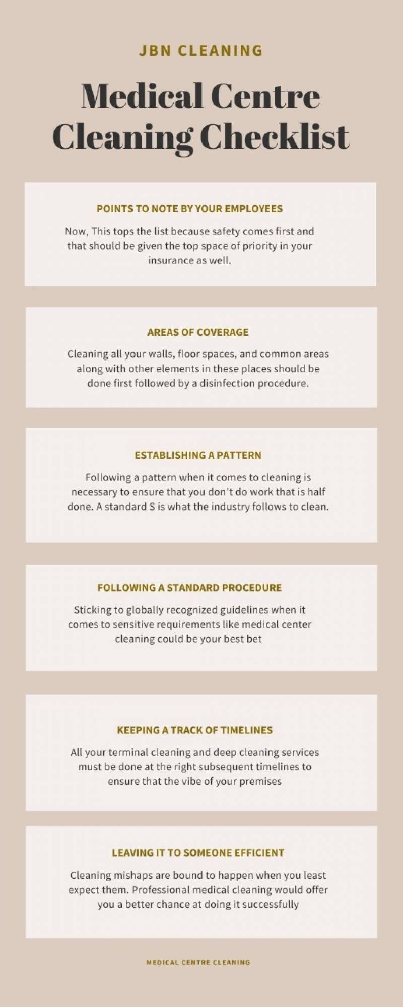 Medical centre cleaning checklist JBN Cleaning