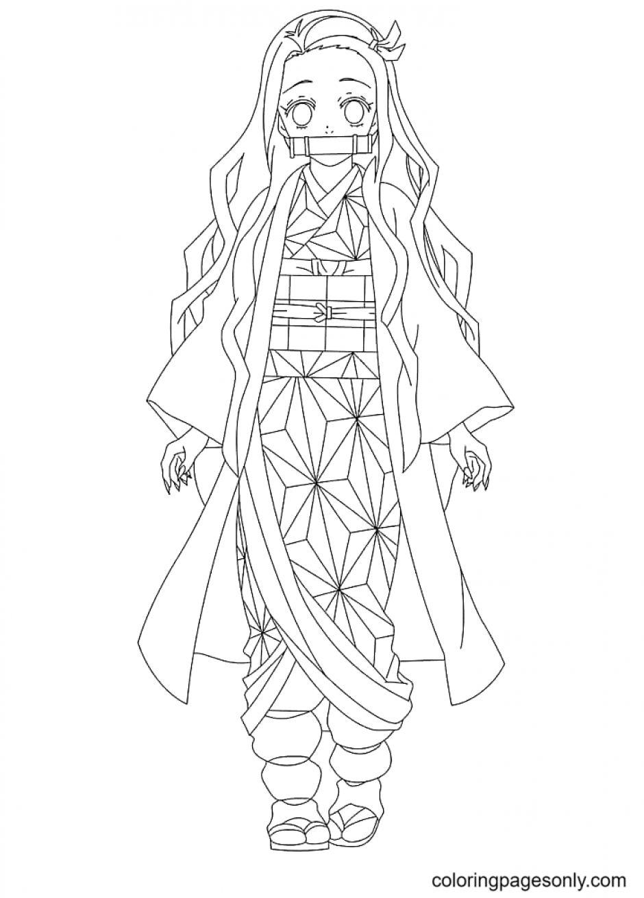 Nezuko Coloring Pages gives you the image of a fragile