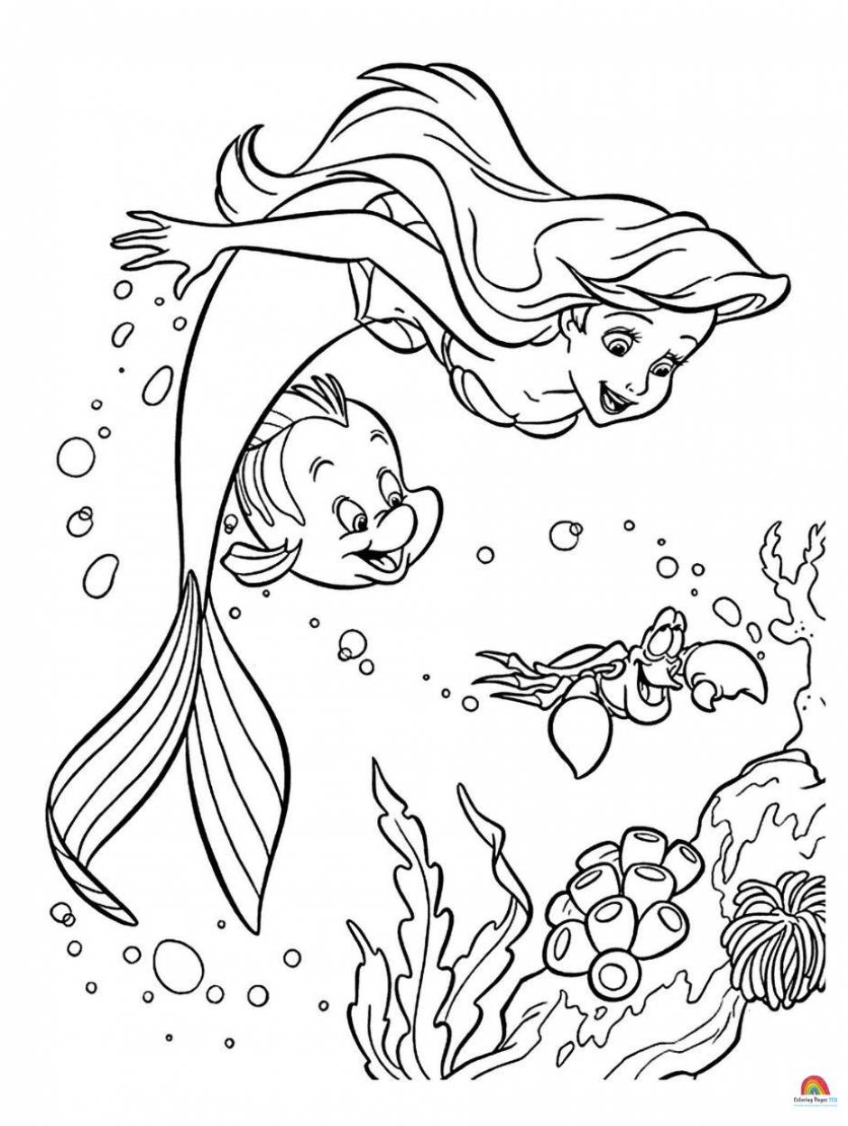 coloring pages of baby ariel