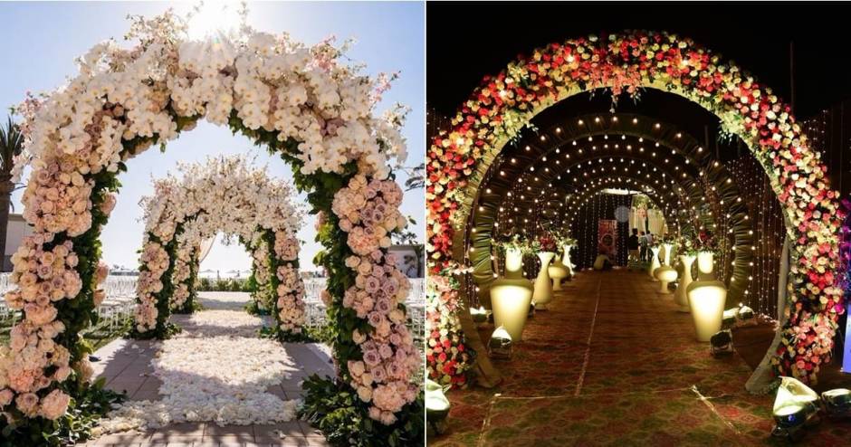 Elevate Your Wedding With Enchanting Flower Stage And Gate